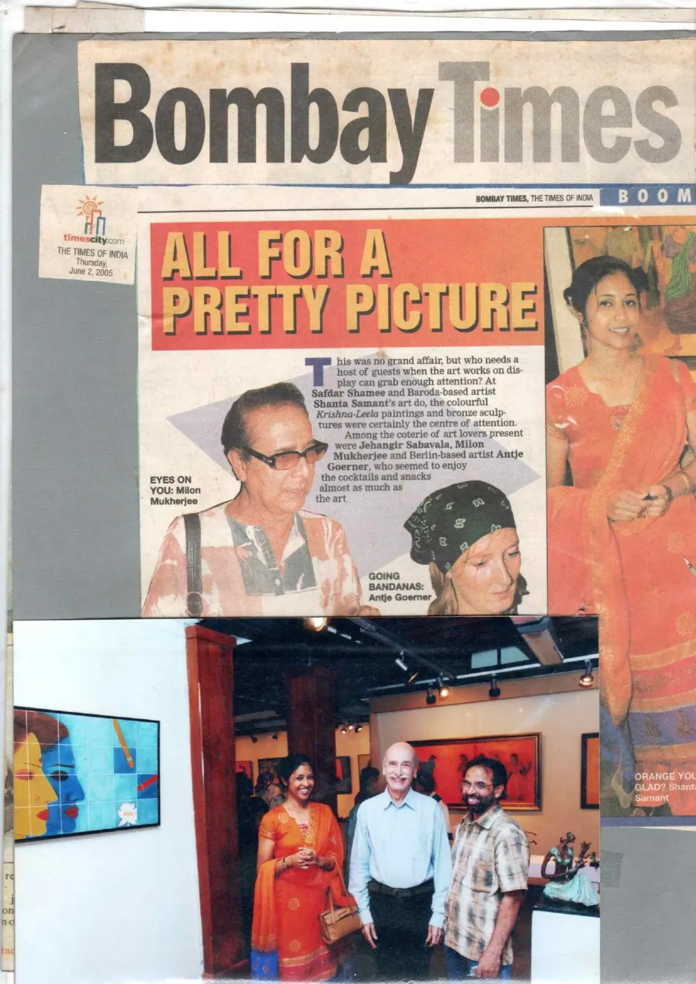 Bombay Times, The Times of India, 2 June 2005 — All for a Pretty Picture — Cymroza Art Gallery show
